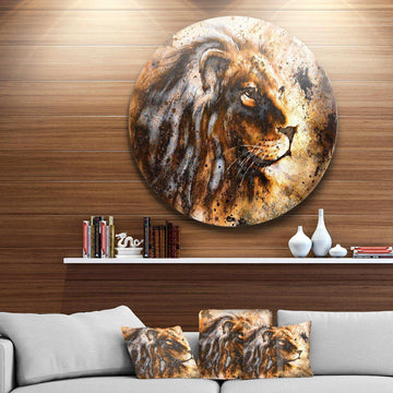 Lion Collage - Animal Metal Circle Wall Art